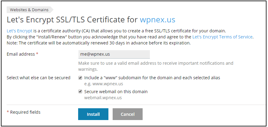 Installing Let's Encrypt In Plesk