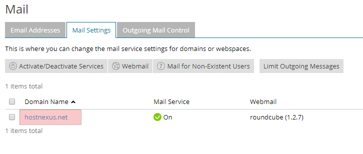 Plesk Mail Settings