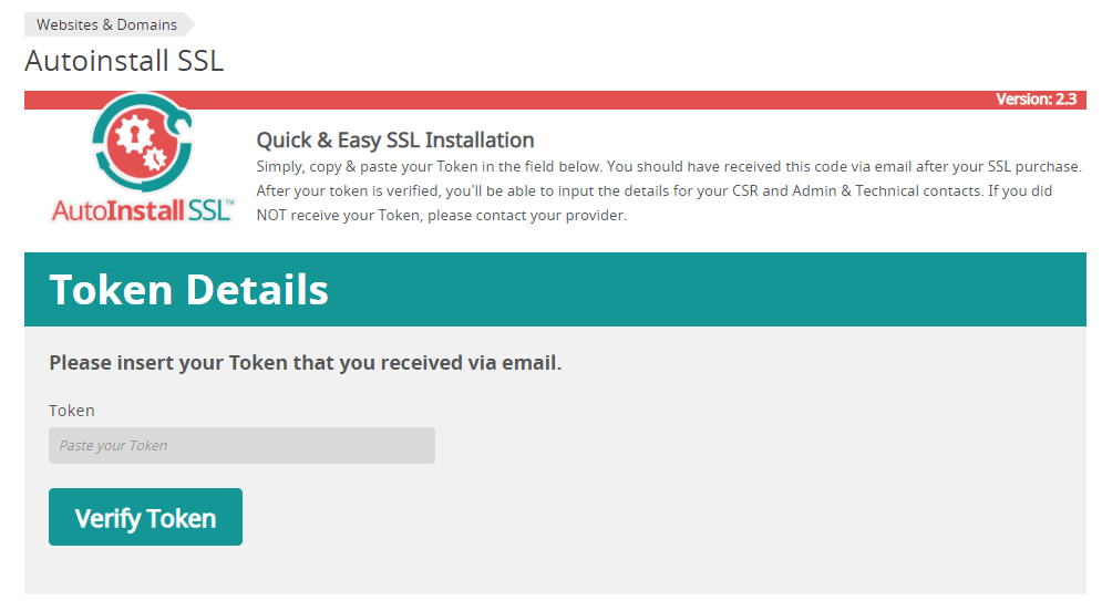 AutoInstallSSL Token