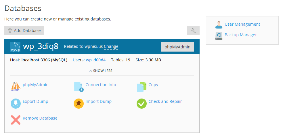 Manage Databases