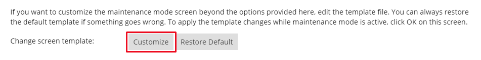 Customize Maintenance Page
