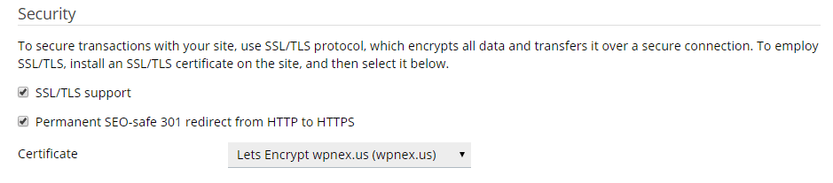 Hosting Settings - Security