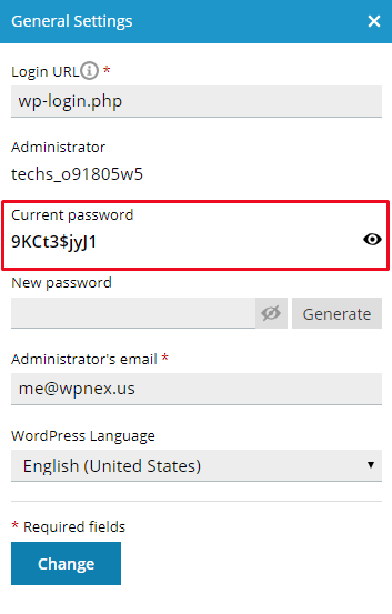 WordPress Access Credentials