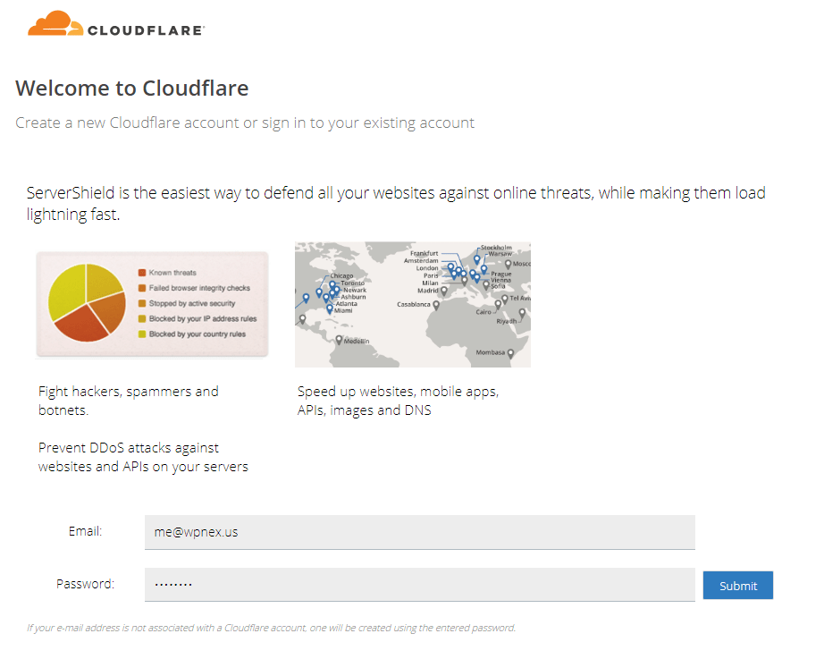 Signup CloudFlare