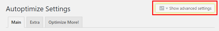 Autoptimize - Show Advanced Settings