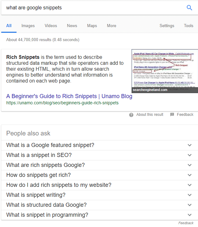 What are Google Snippets